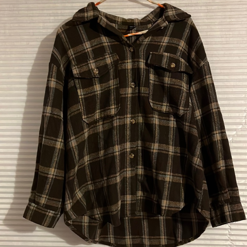 Shein flannel brown and earthy